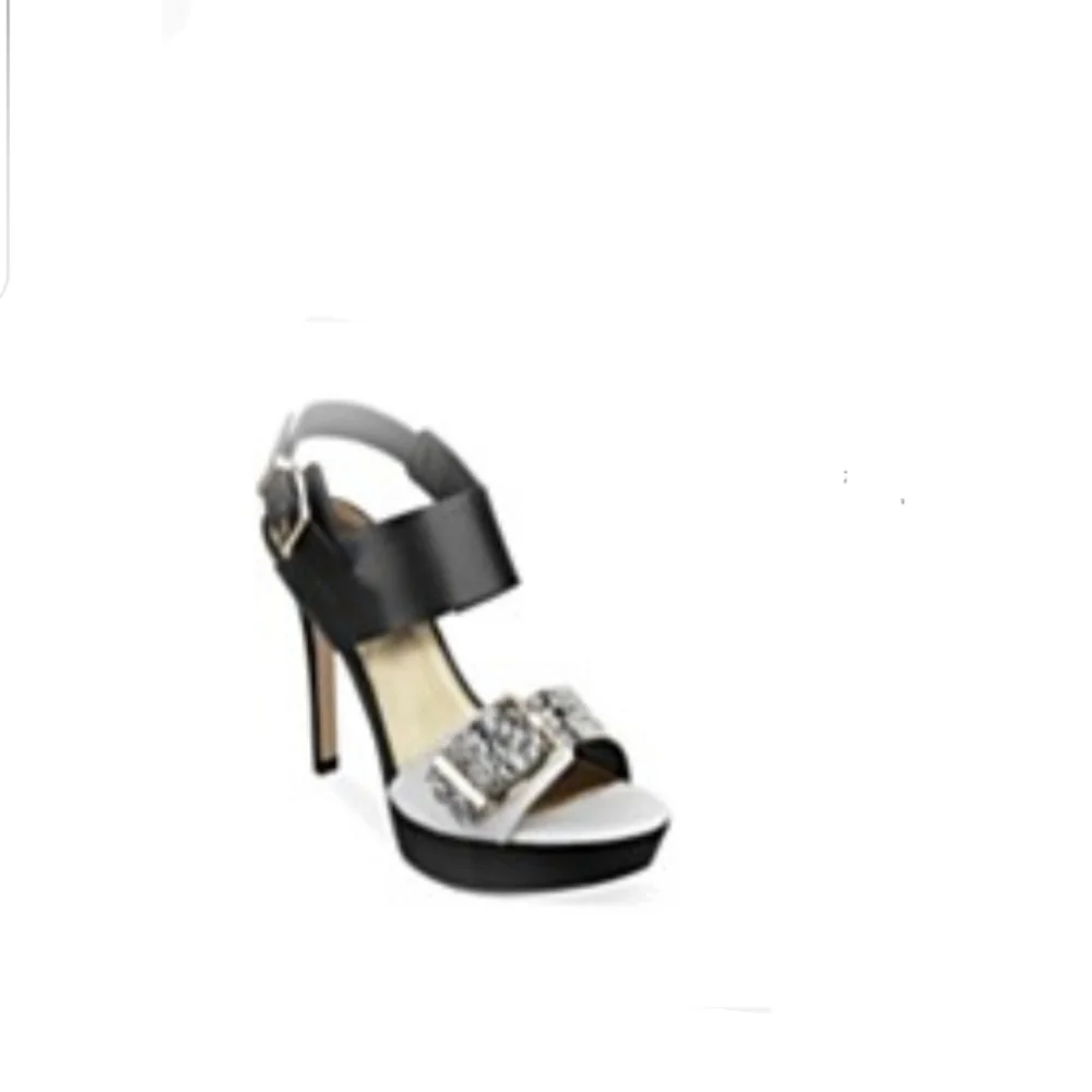 Marc Fisher Black White Smakeskin Platform Sandals